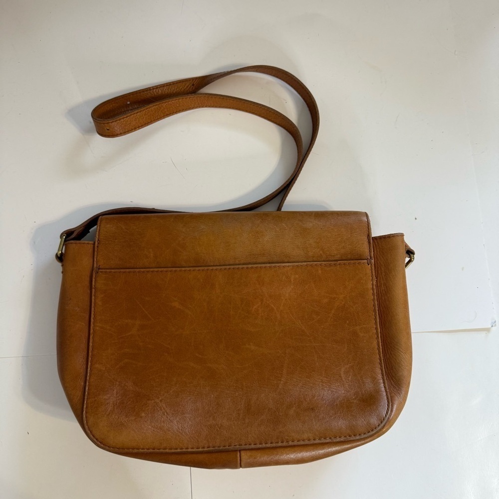 Madewell The Abroad Leather Shoulder Crossbody Brown Bag Purse L4913 flaw snap - Picture 4 of 8